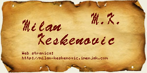 Milan Keskenović vizit kartica